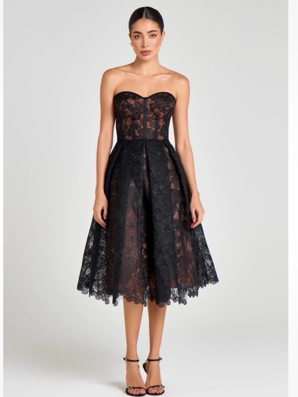 Nadine Merabi Olivia Black Strapless Dress  Large